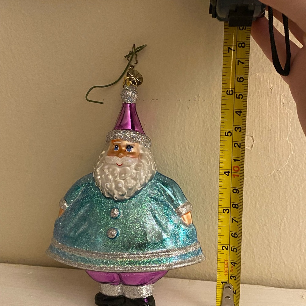 Christopher Radko Sparkling Blue and Purple Santa Ornament